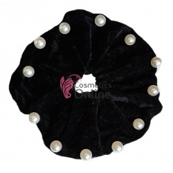Elastic pentru par Cod ECD007HH din catifea Neagra cu perle sidefate